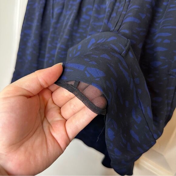 Isabel Marant Blue Black Geometric Pattern 100% Silk Mini Skirt Sz 36 / 4 Grunge - Picture 7 of 10